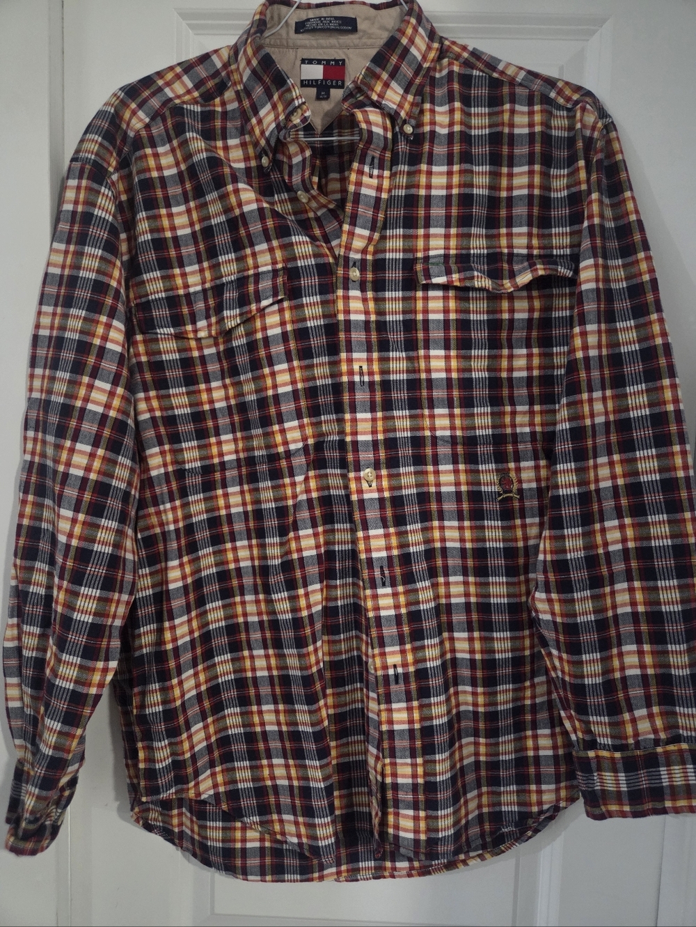 Tommy Hilfiger Plaid Button-Down Shirt - Navy, Red & Yellow
